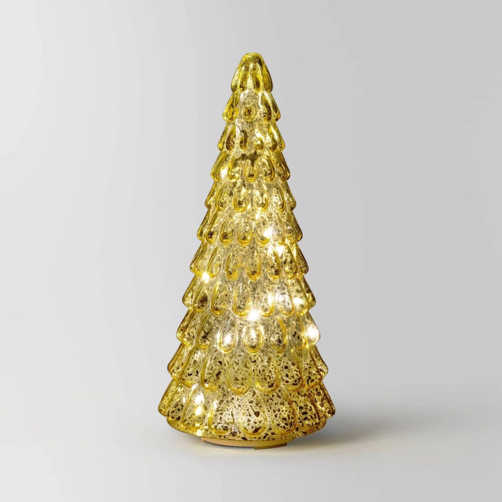 12" Christmas Mercury Glass Tiered Classic Tree Small Gold - Wondershop Target